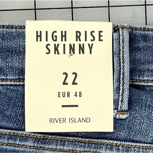 River Island Plus 18 Blue Jeans Skinny Ripped Distressed I4 - Picture 10 of 13